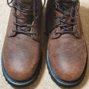 CABELA BROWN LEATHER HOOK AND LACE BOOTS, SIZE 5 1/2 MEDIUM, NWOB